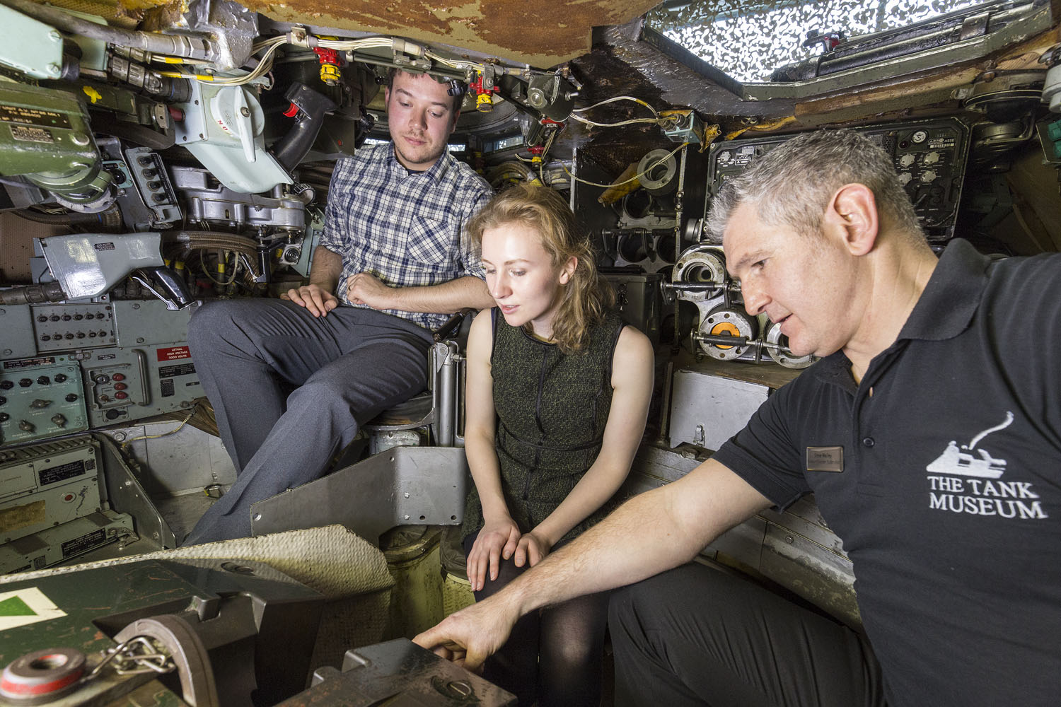 Chieftain Tour_012 three people in the chieftain tank on a tour