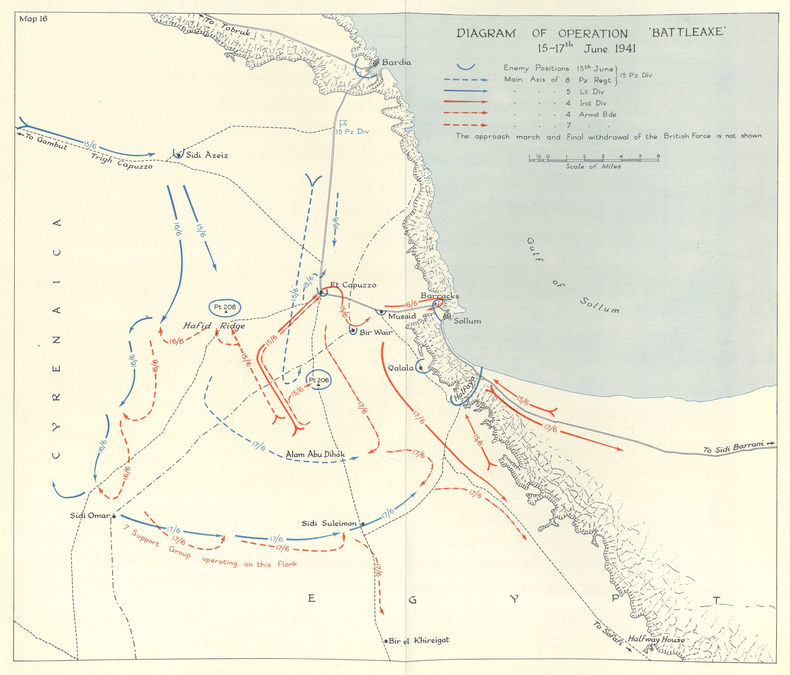 Op Battleaxe Map Diagram of a map detailing operation battleaxe plans