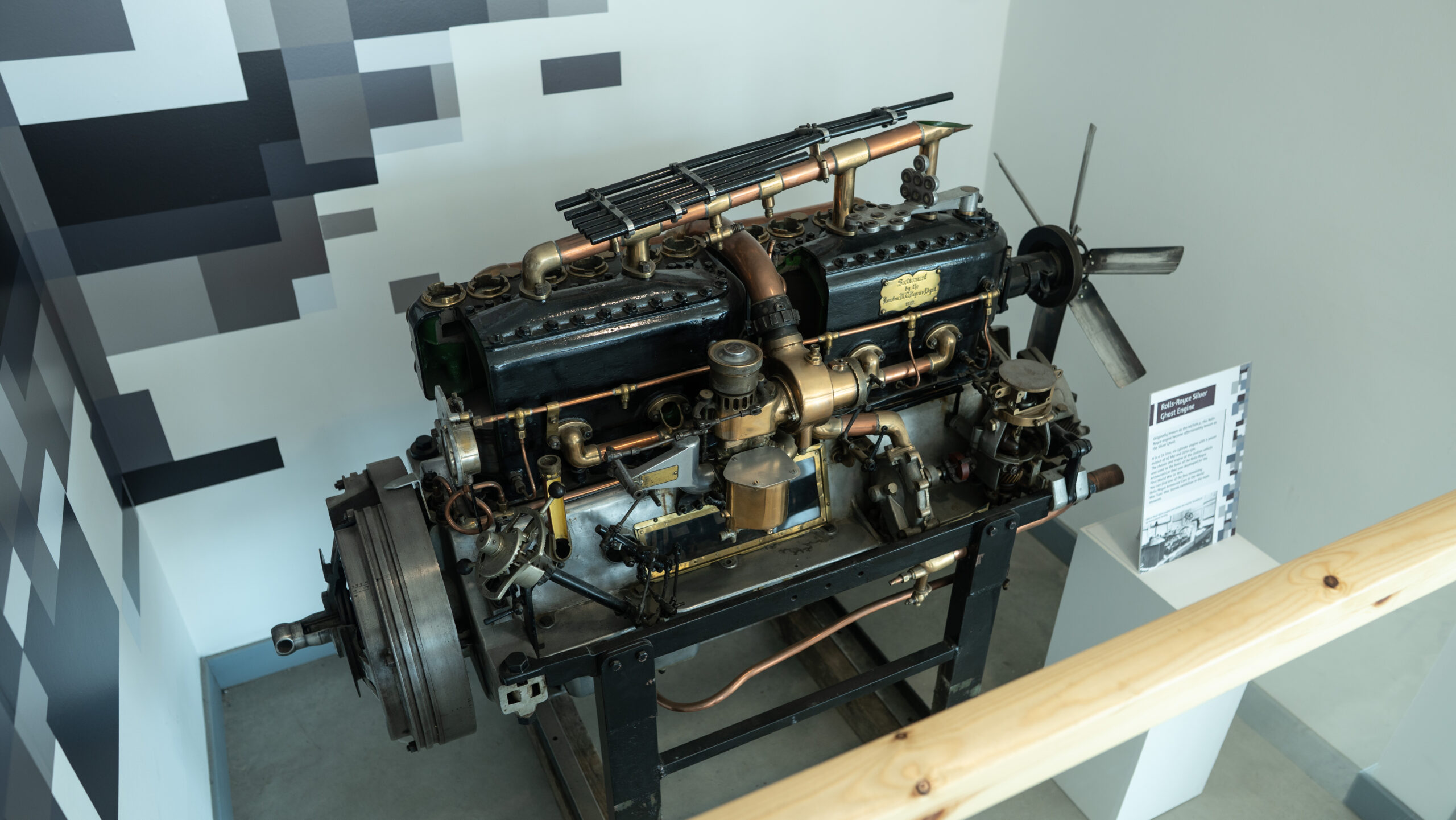 Rolls Royce Silver Ghost Engine Rolls Royce Silver Ghost Engine on display with an information board
