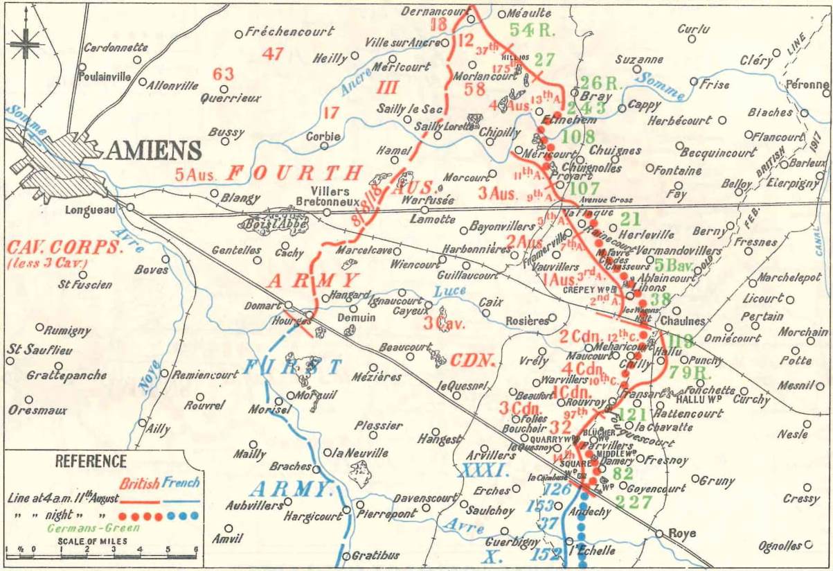 a map of the battle of amiens