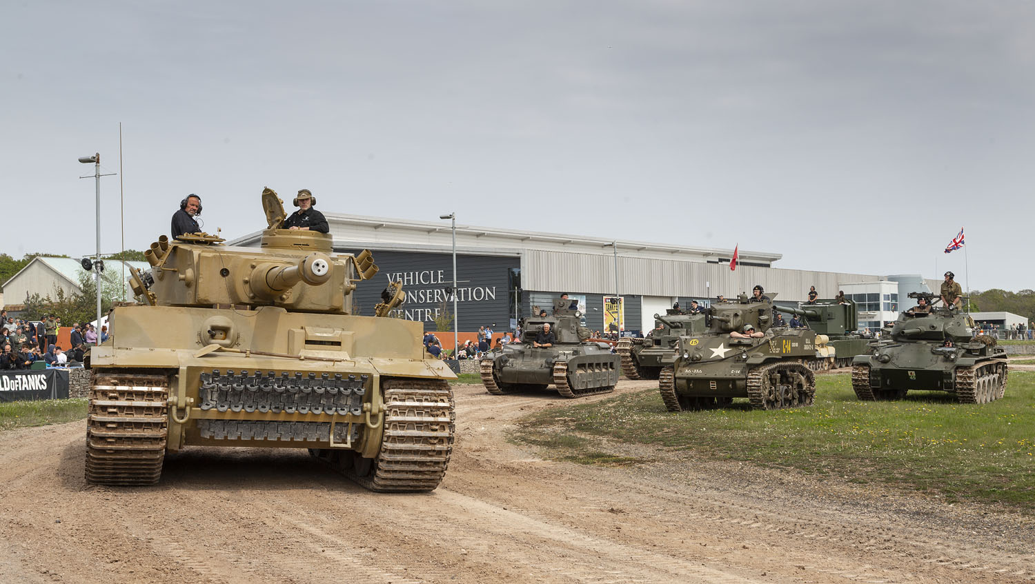 WW2 armoured vehicles, including Matilda II, displayed alongside Tiger 131 at Tiger Day