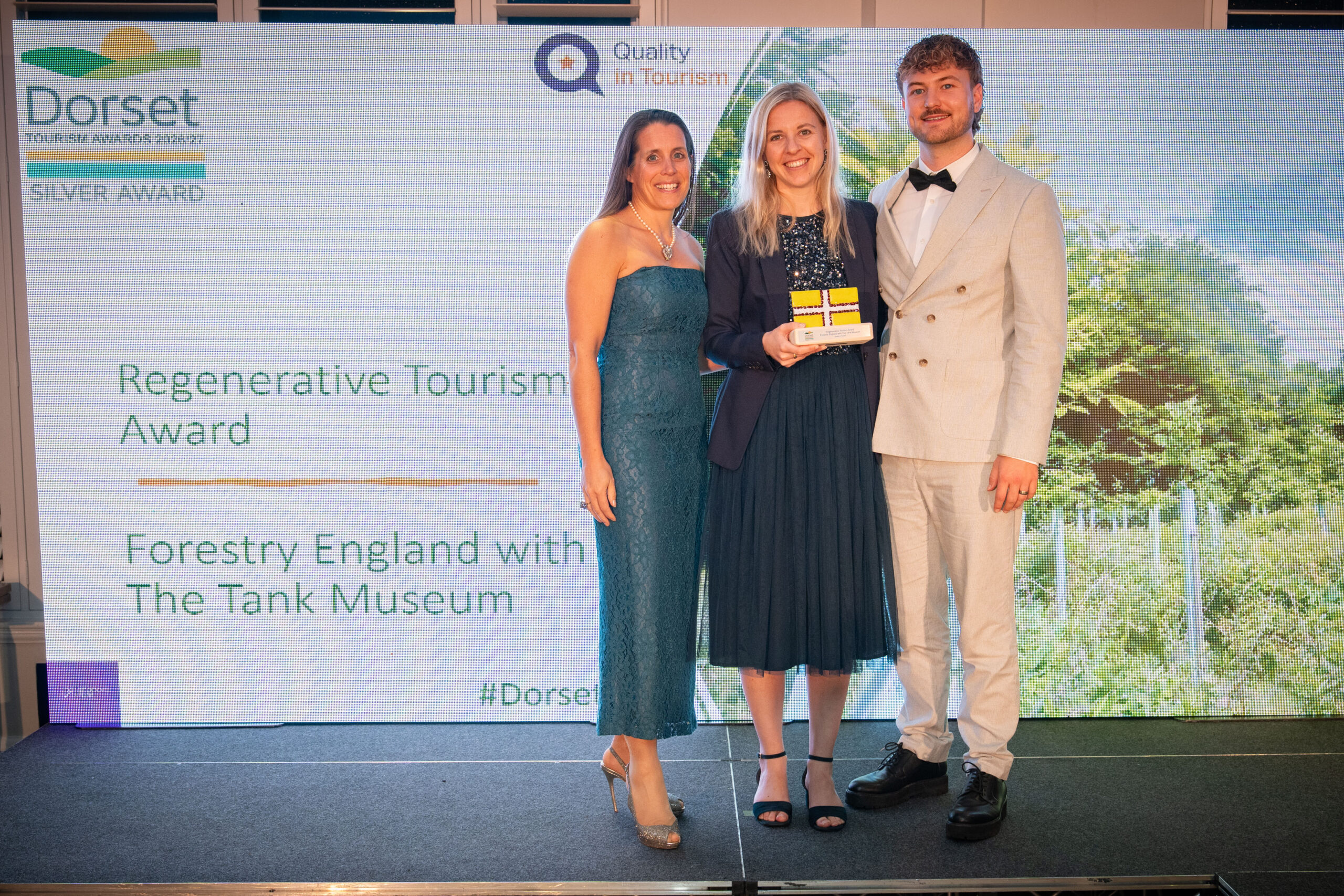 Rosanna Dean from The Tank Museum and Leif Mann from Forestry England receiving the award. Photo by Nick Williams
